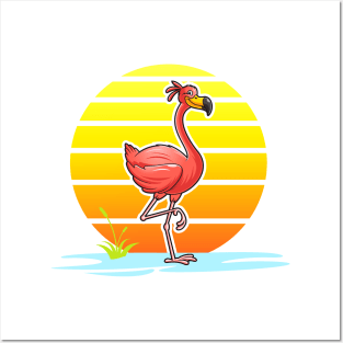 flamingo cartoon Posters and Art